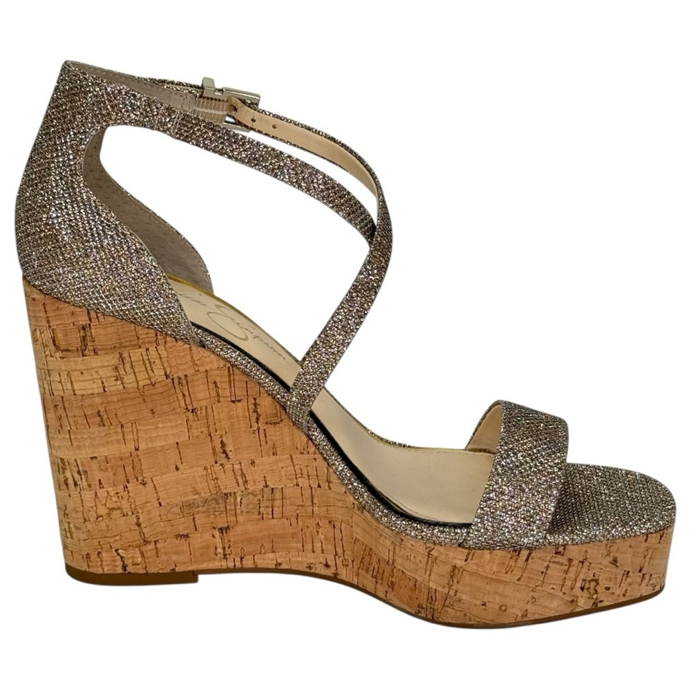 Jessica Simpson Stassi Gold Glitter Womens Wedge Heels Size 9.5M - Picture 5 of 11